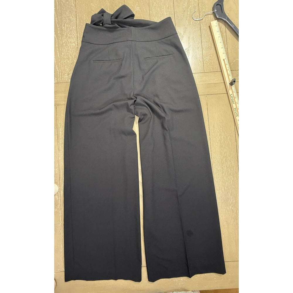 CeCe Wide‎ Leg Pants Womens 12 Black High Rise Tie Waist Pleated Career Culottes